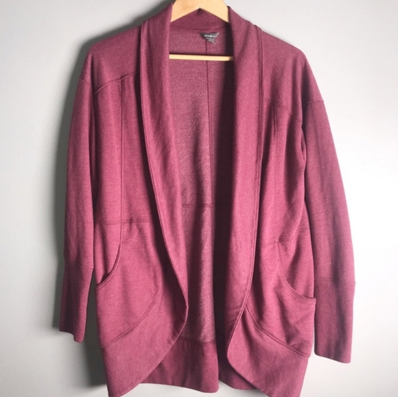 Eddie Bauer Sweaters - Women's Eddie Bauer Camp Fleece Wrap Cardigan ruby retails 42.99 burgendy cozy